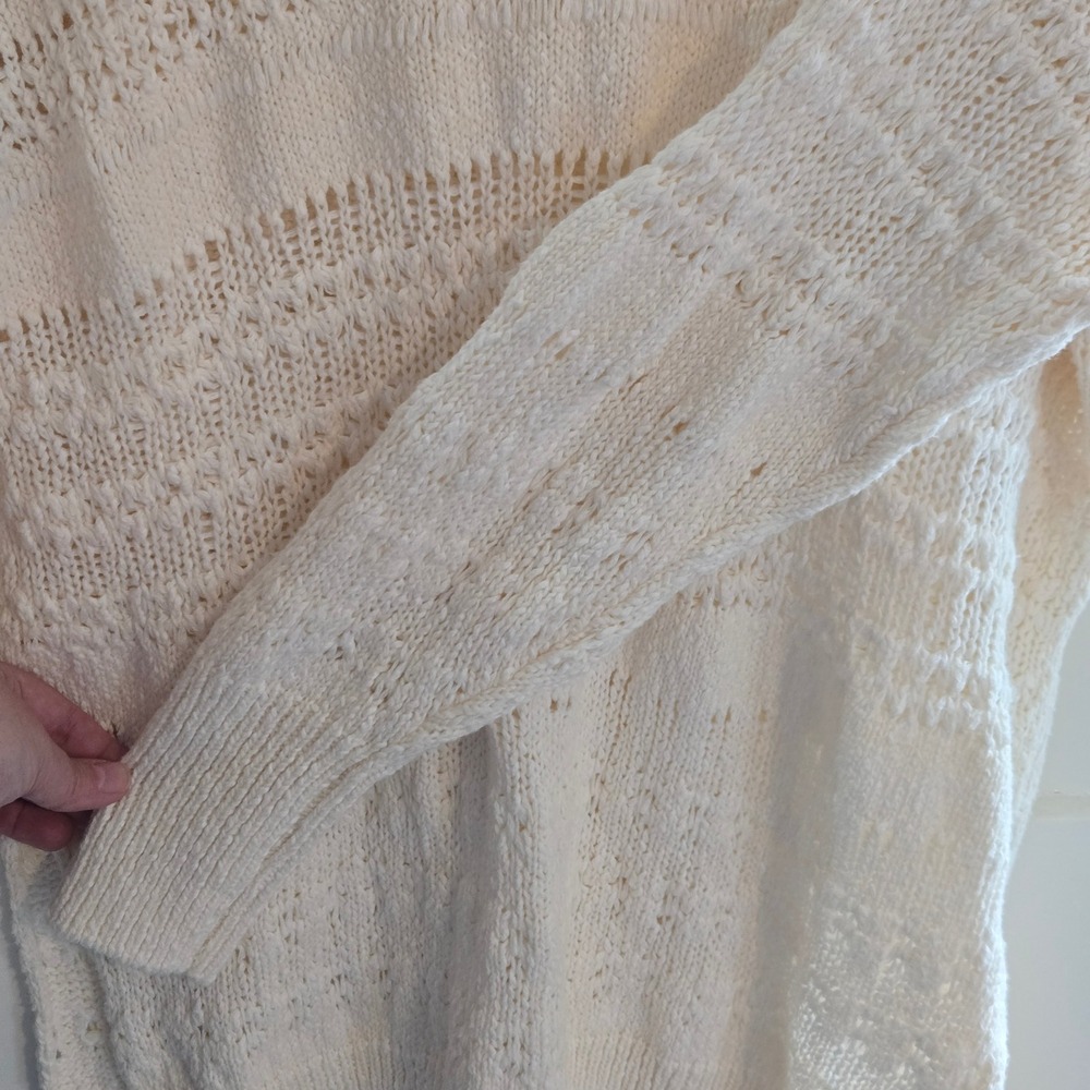 Free People Ivory Hot Tropics Pullover Sweater (S) Ivory Tunic Sweater Oversized - Picture 15 of 16